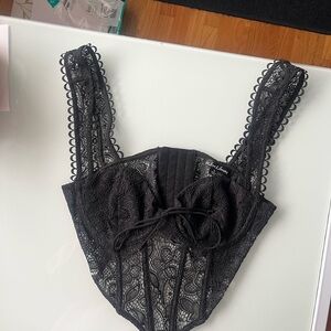 For Love And Lemons Black Lace Corset Top